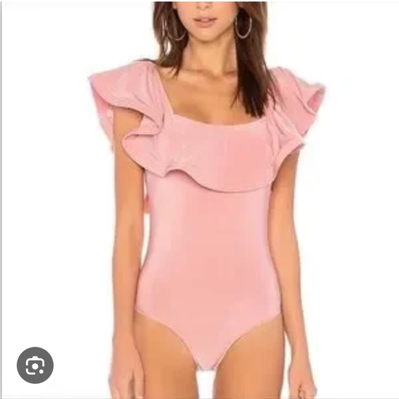 Misa Los Angeles Tops - MISA Los Angeles Corcica Ruffled Bodysuit Pink